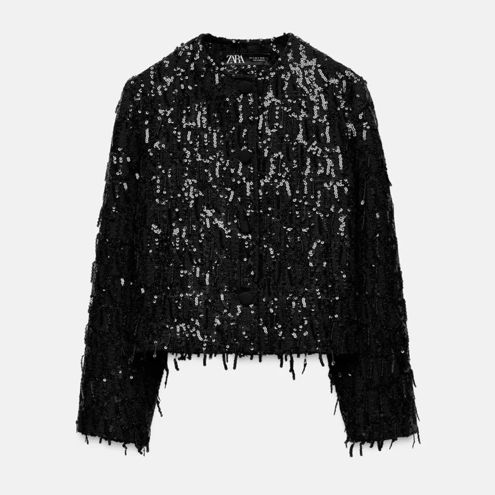 Zara Black Sequin Blazer